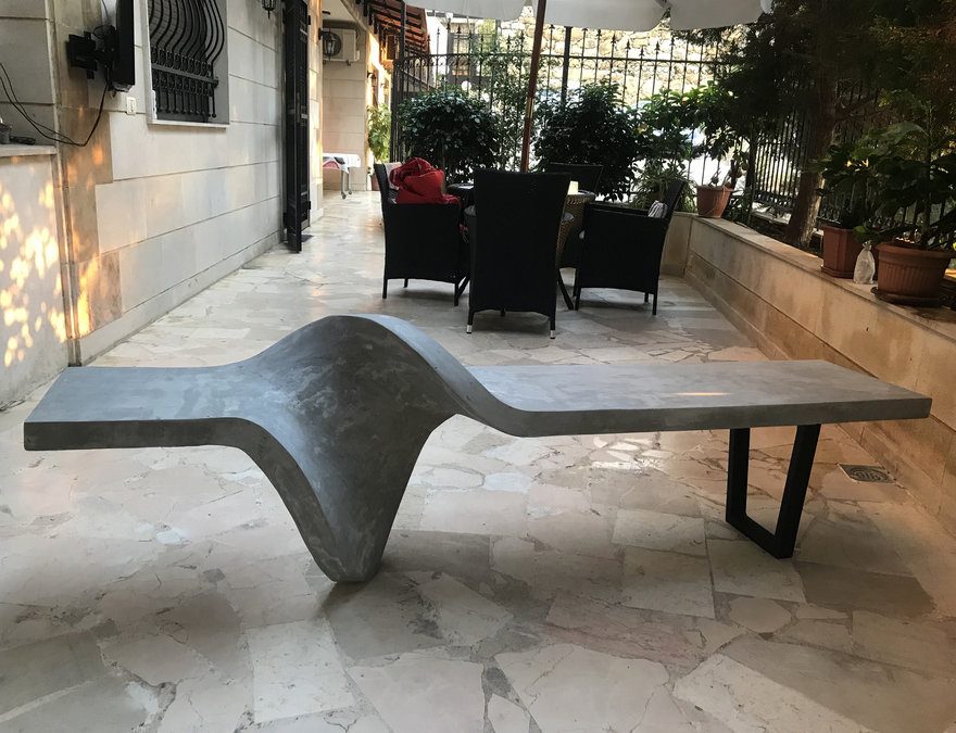 Modern Sculptural Metal & FRP Bench