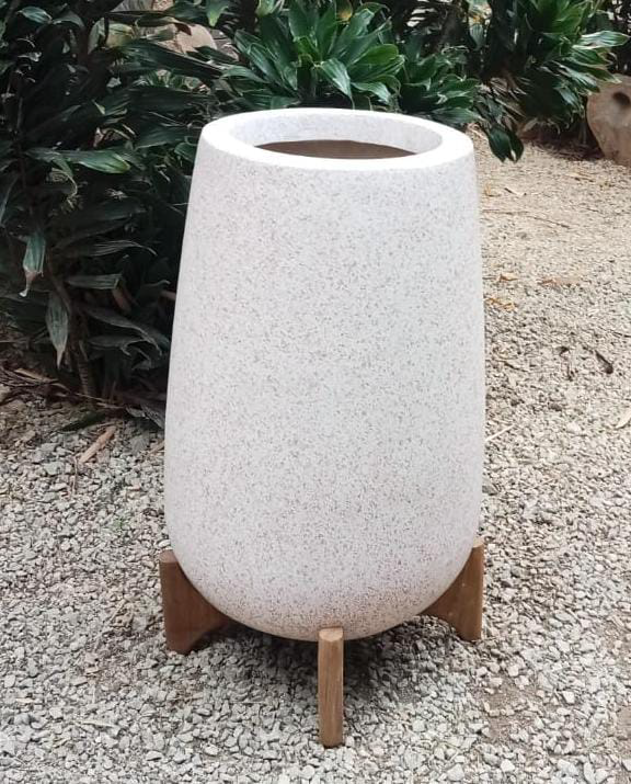 Modern FRP Planter with wooden base