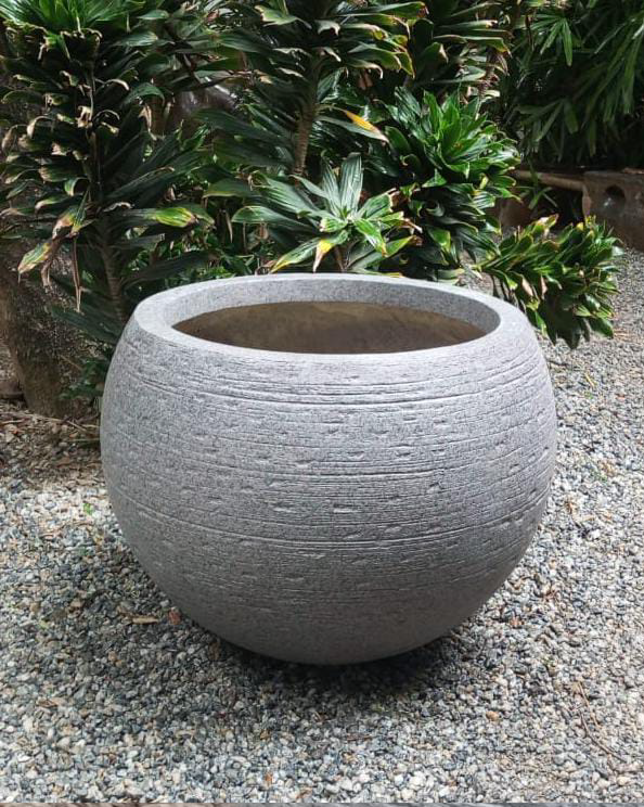 Round Textured Concrete finish FRP Planter