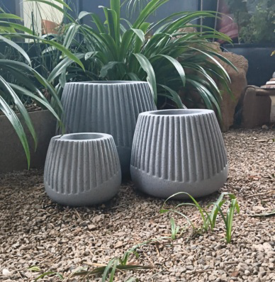 Textured Concrete FRP Planter Set
