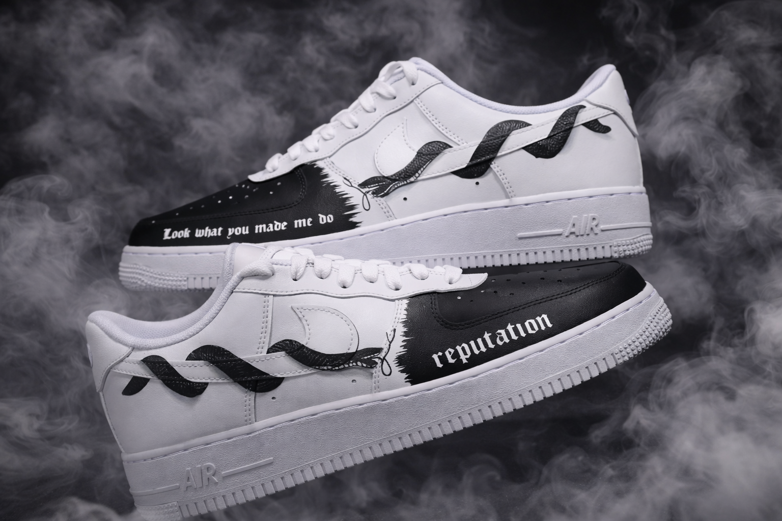 Air Force 1 x Taylor Swift Reputation Era customs by Vaultra Studio