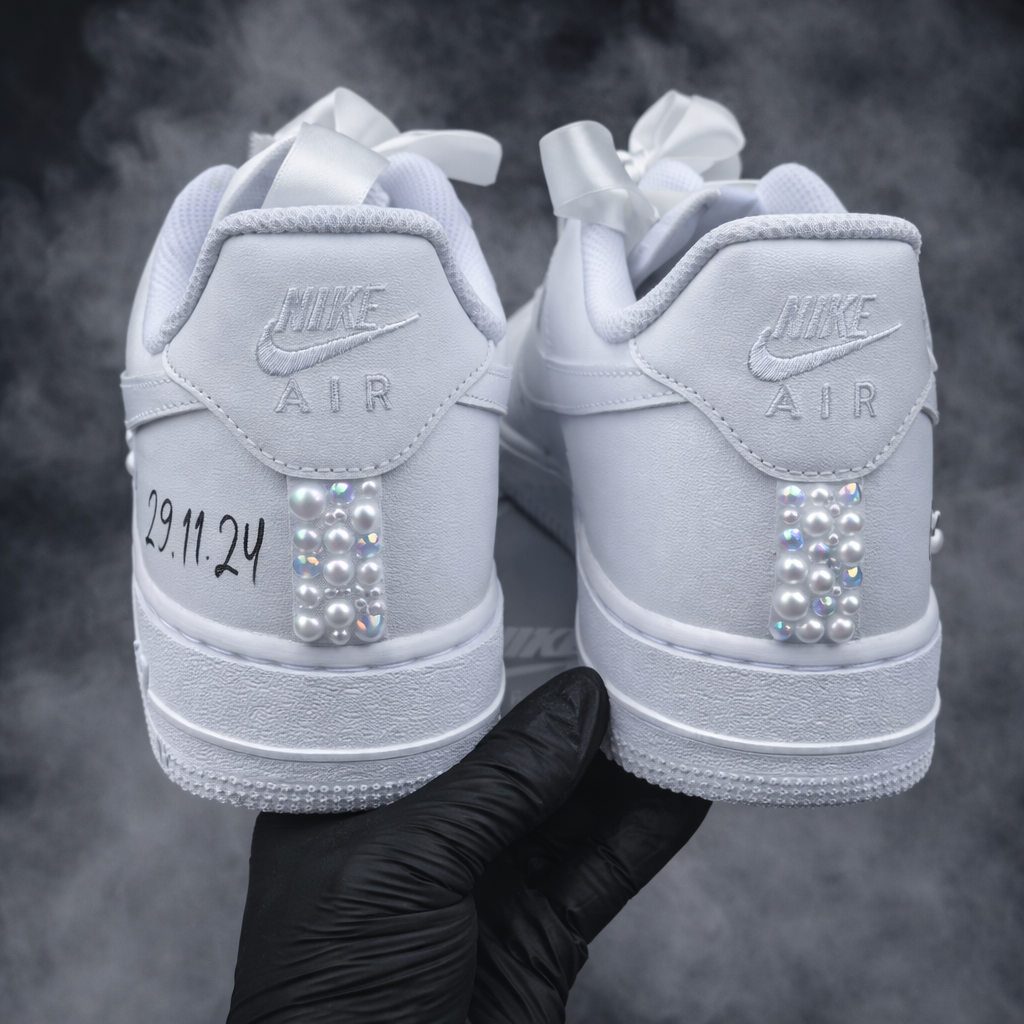 Personalized Bridal Air Force 1 Sneakers, Rhinestone Crystal Wedding Shoes