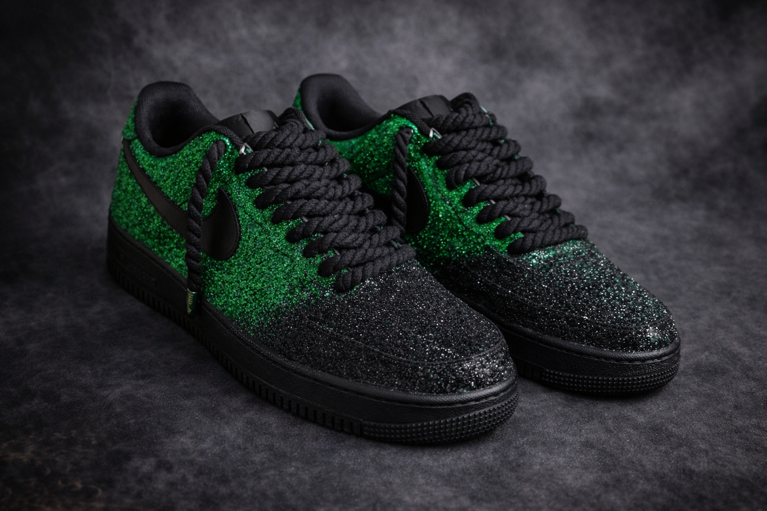 Air Force 1 x Green Glitters customs by Vaultra Studio