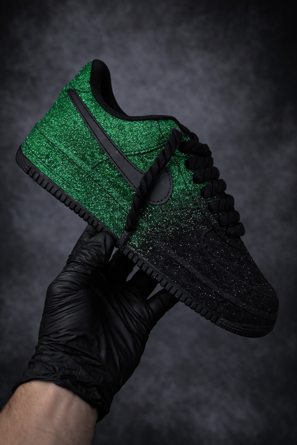 Air Force 1 x Green Glitters customs by Vaultra Studio