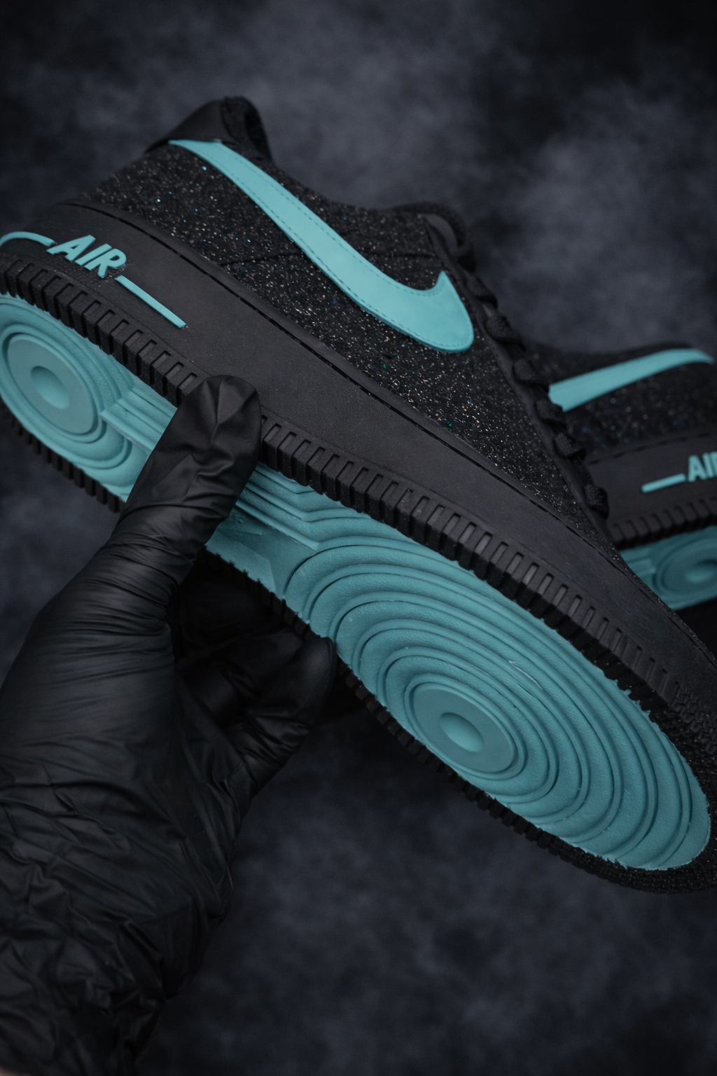 Air Force 1 x Obsidian Glitter Blue customs by Vaultra Studio