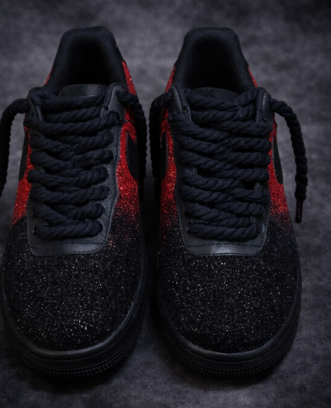 Air Force 1 x Crimson Noir Glitters customs by Vaultra Studio