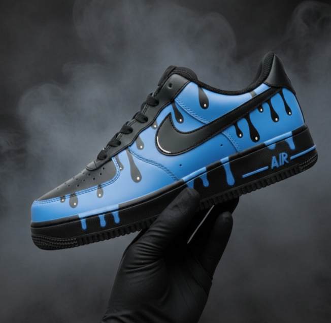 Air Force 1 x Midnight Blue Drip customs by Vaultra Studio