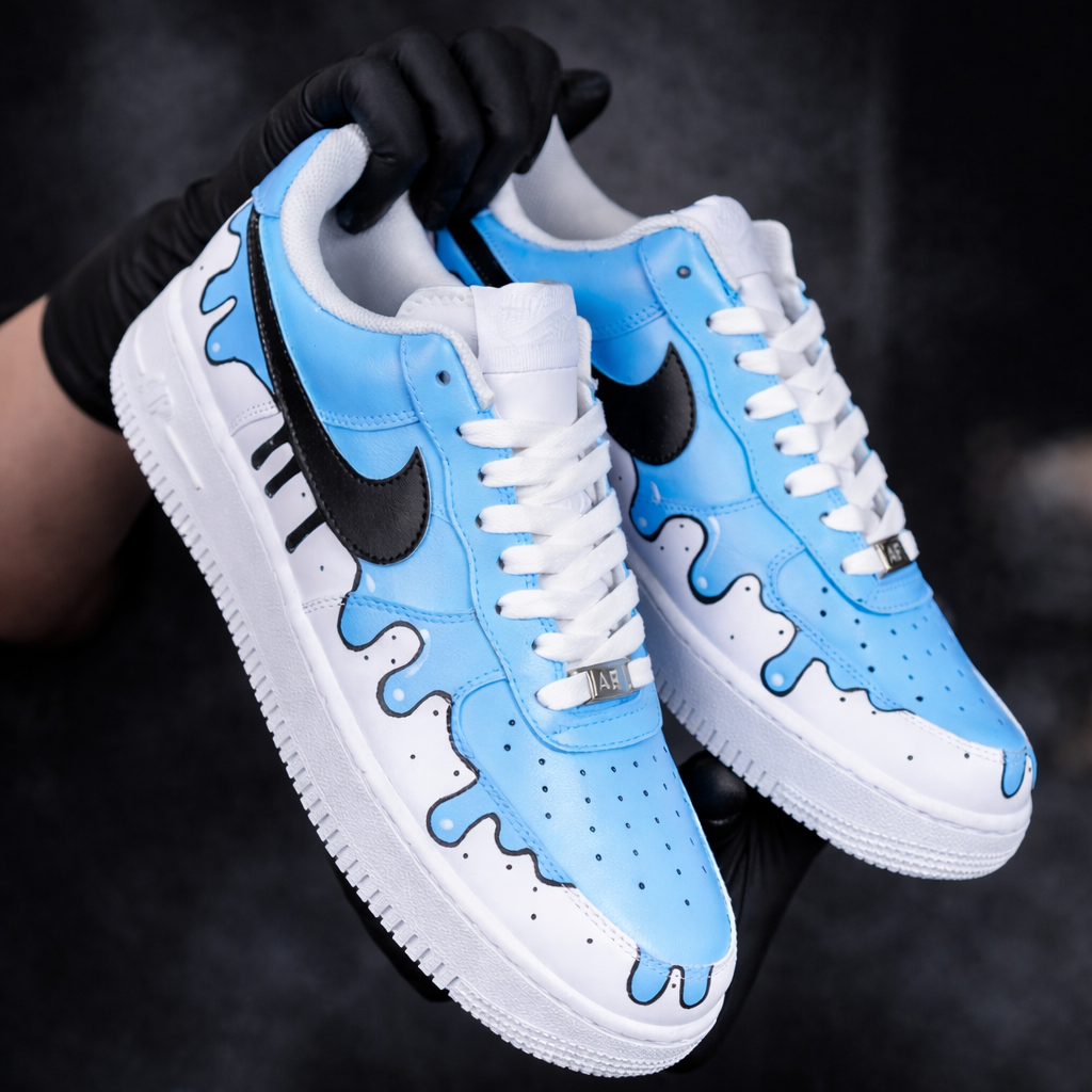 Air Force 1 x Frozen Blue Drip customs by Vaultra Studio