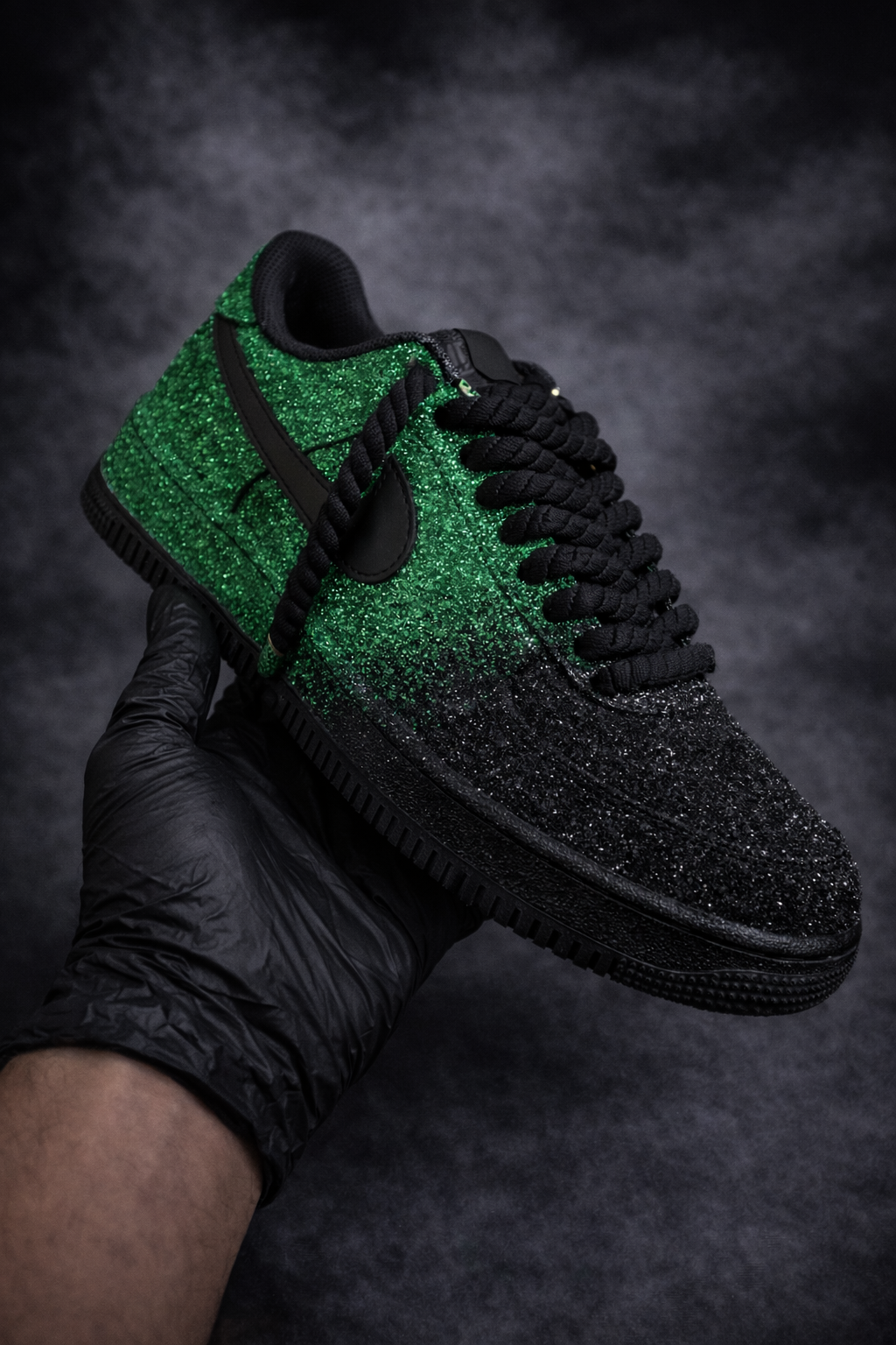 Air Force 1 x Green Glitters customs by Vaultra Studio