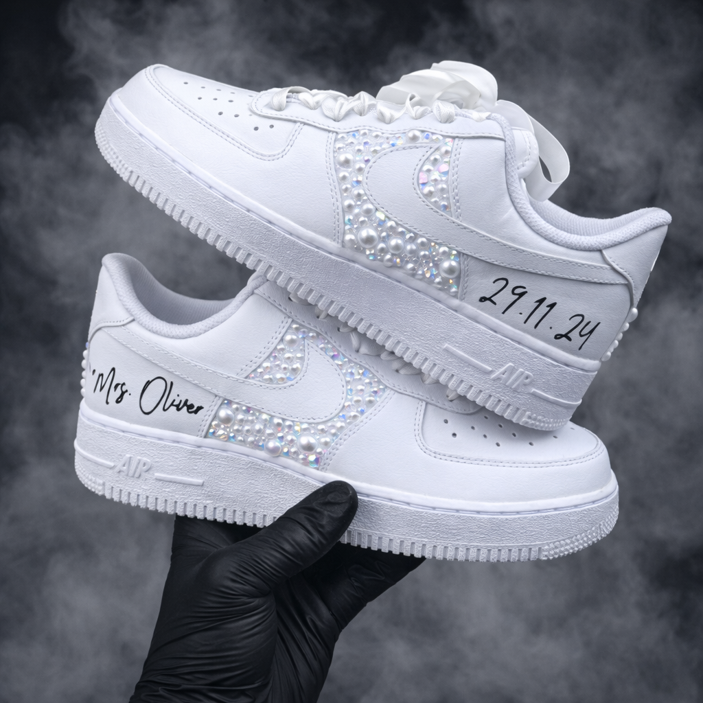 Personalized Bridal Air Force 1 Sneakers, Rhinestone Crystal Wedding Shoes