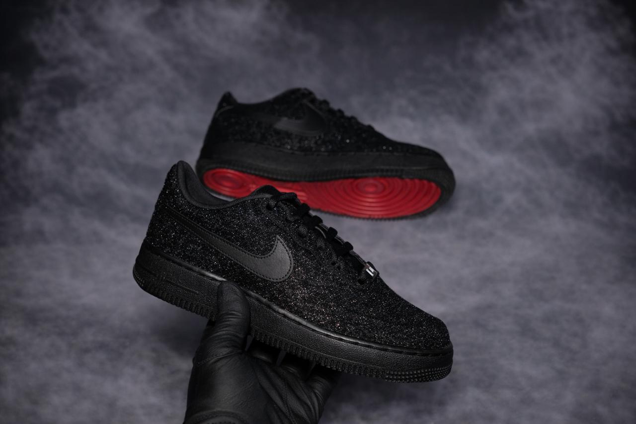 Air Force 1 x Black Glitter & Crimson Sole customs by Vaultra Studio