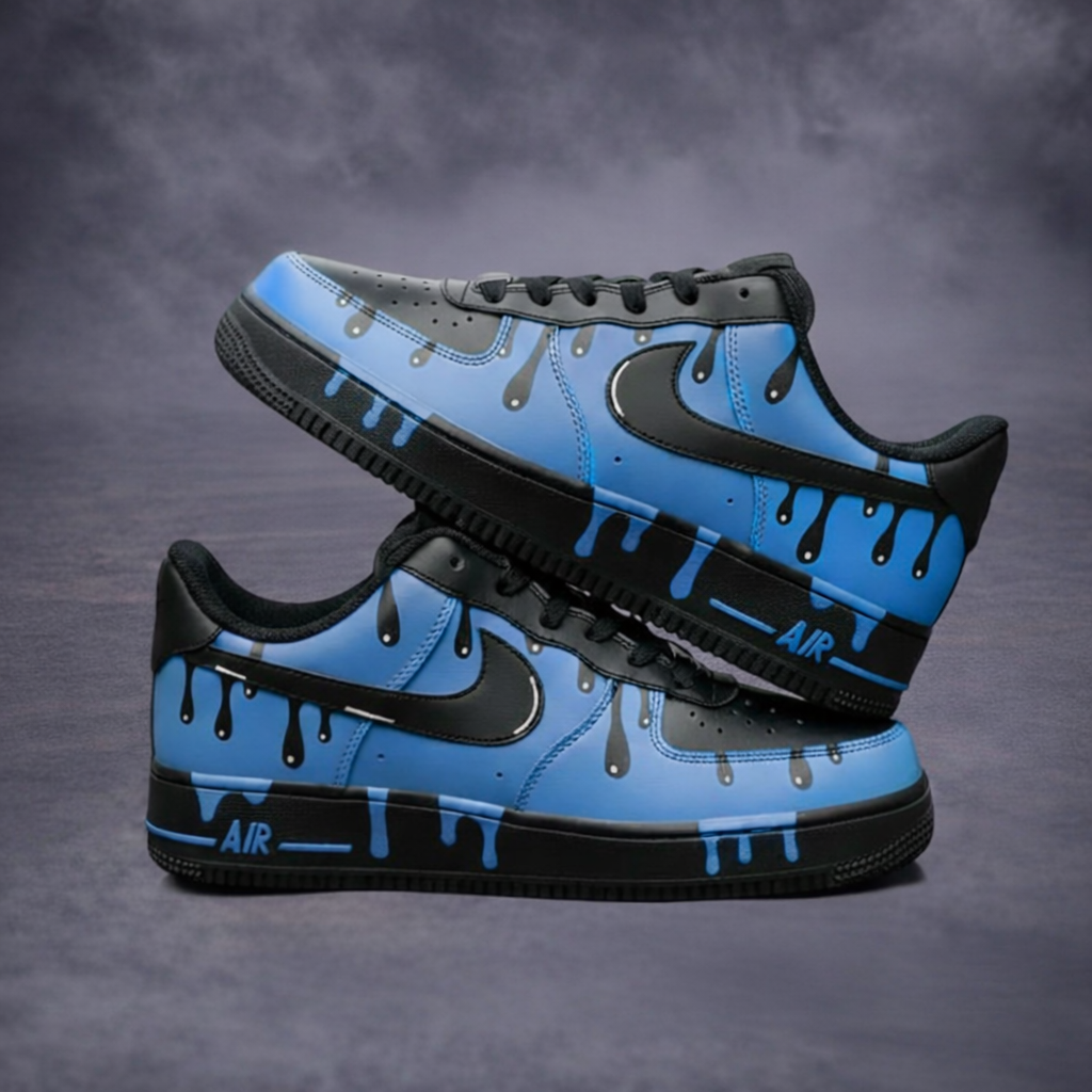 Air Force 1 x Midnight Blue Drip customs by Vaultra Studio