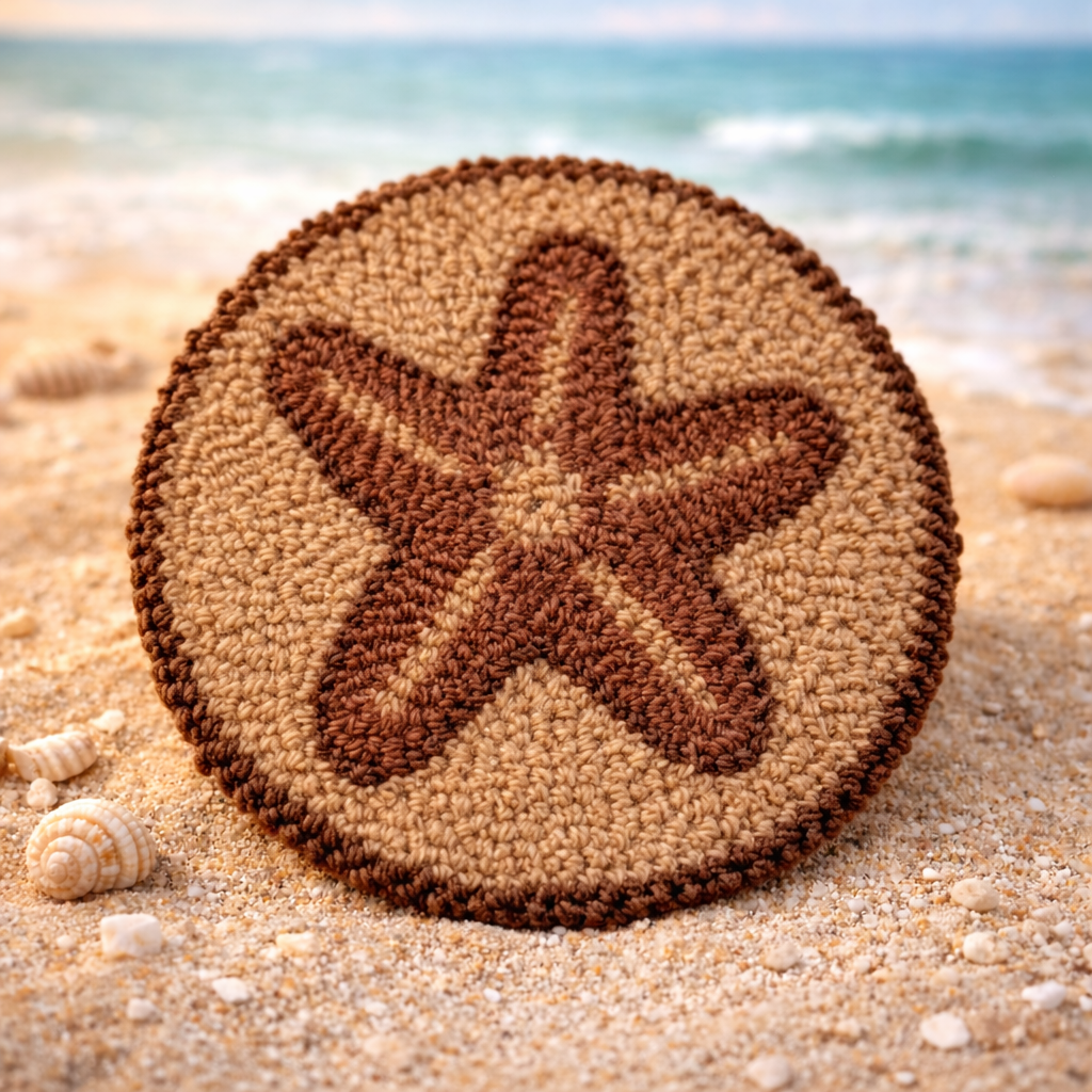 Coastal Starfish Punch Needle Coasters – Handmade Beach-Inspired Drink Coasters