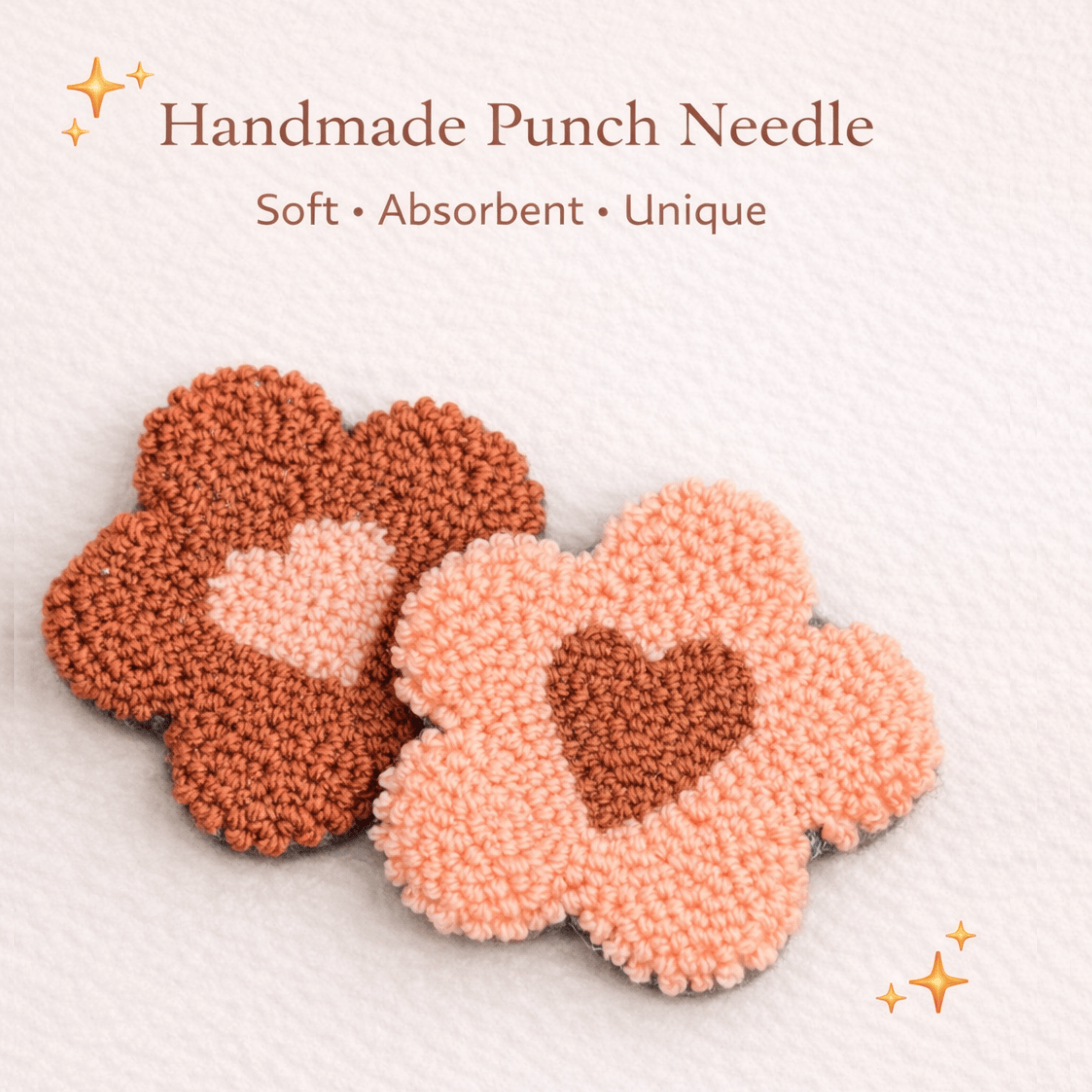 Sweetheart Bloom Punch Needle Car Coaster Set