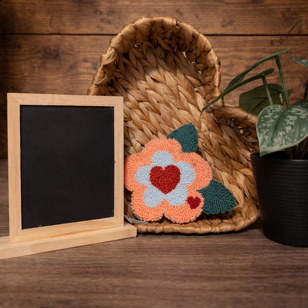 Peachy Love Bloom Punch Needle Coaster