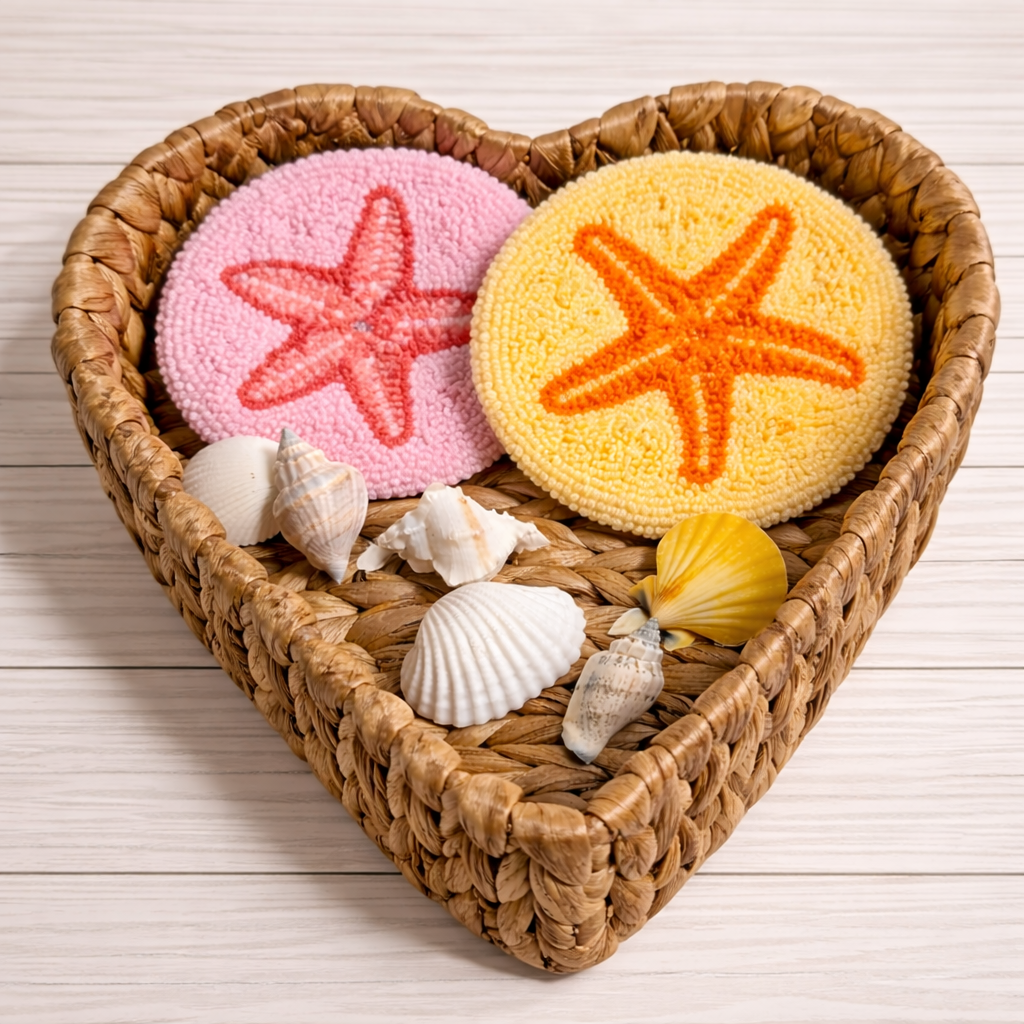 Colorful Starfish Punch Needle Coasters