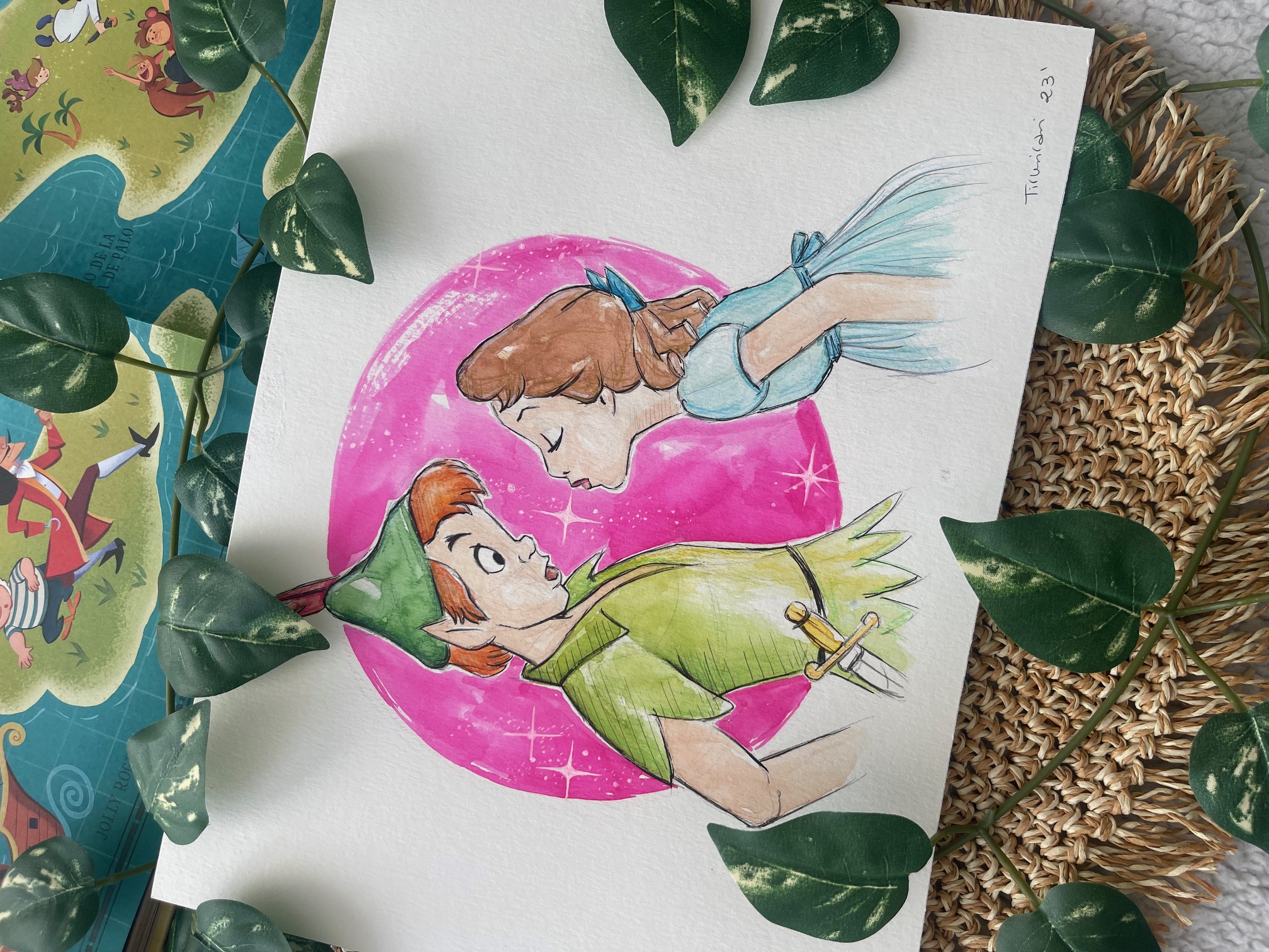 Acuarela Original "Peter Pan y Wendy"