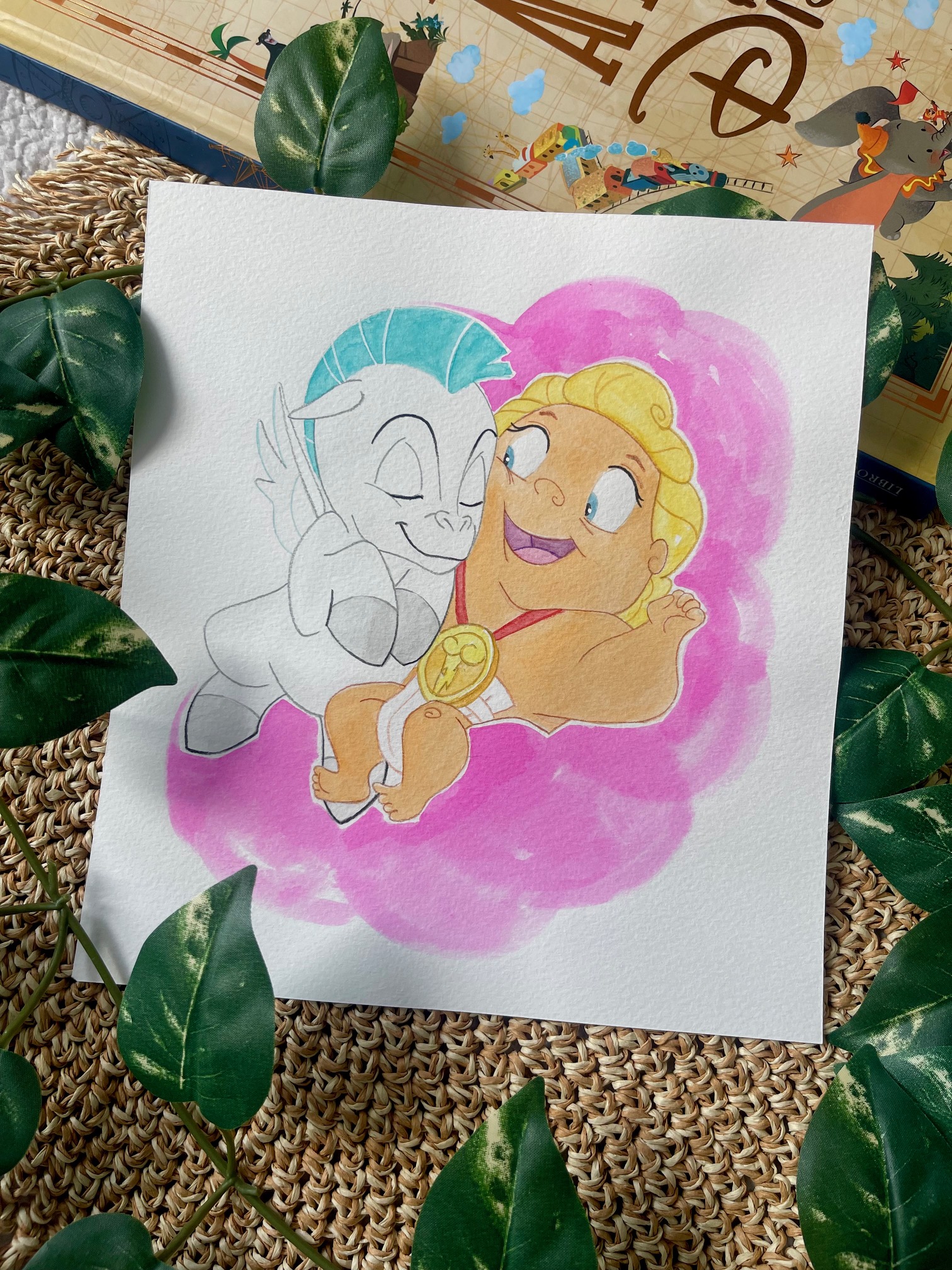 Acuarela "Hércules y Pegaso"