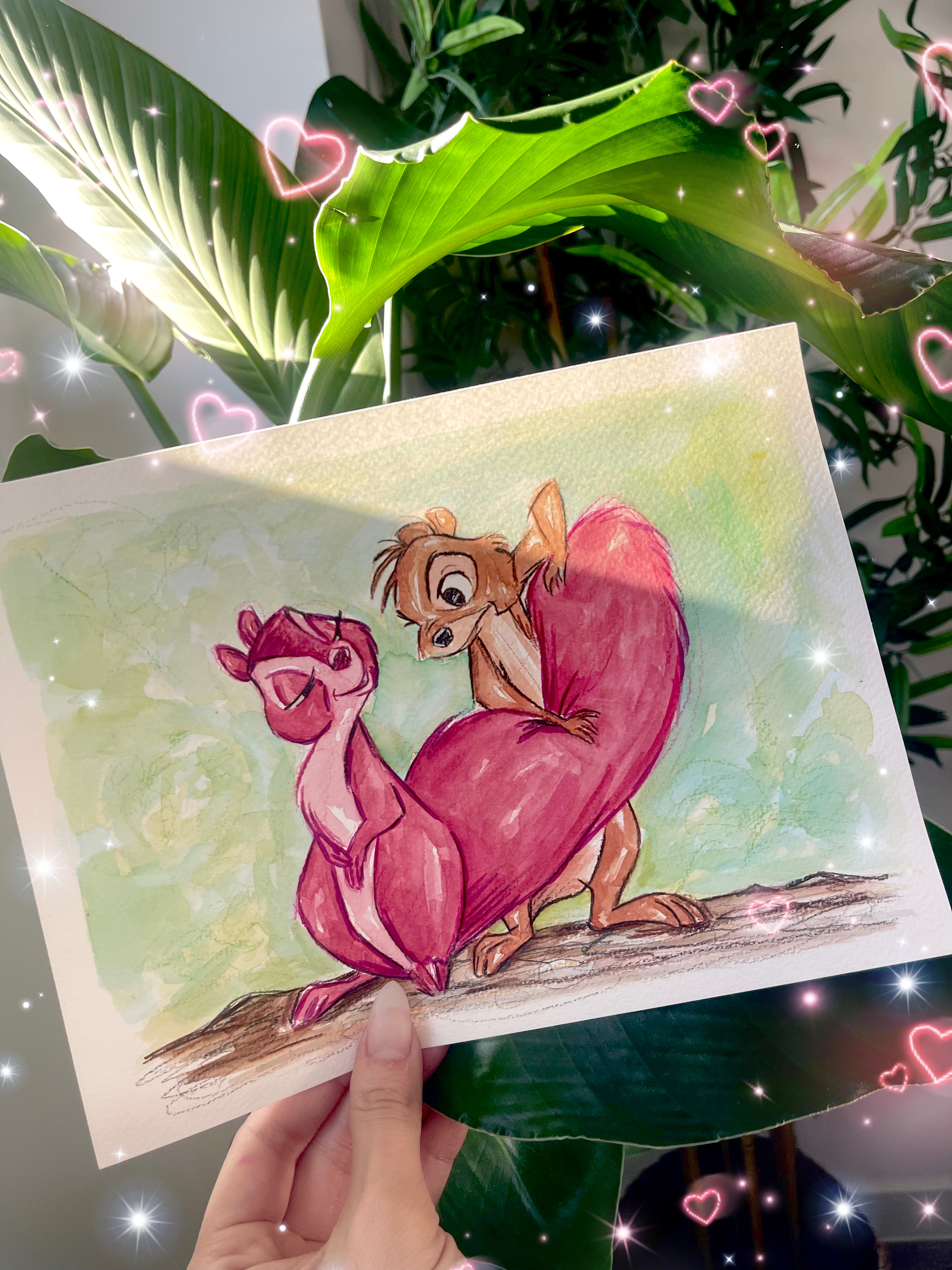 Acuarela "ardillas merlín"