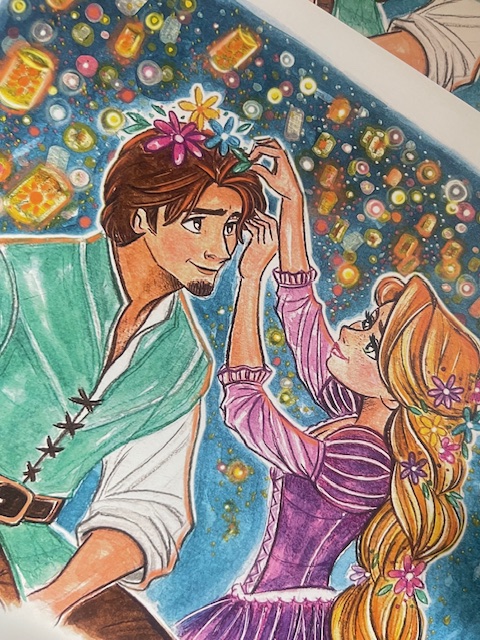 Acuarela Rappunzel y Flynn