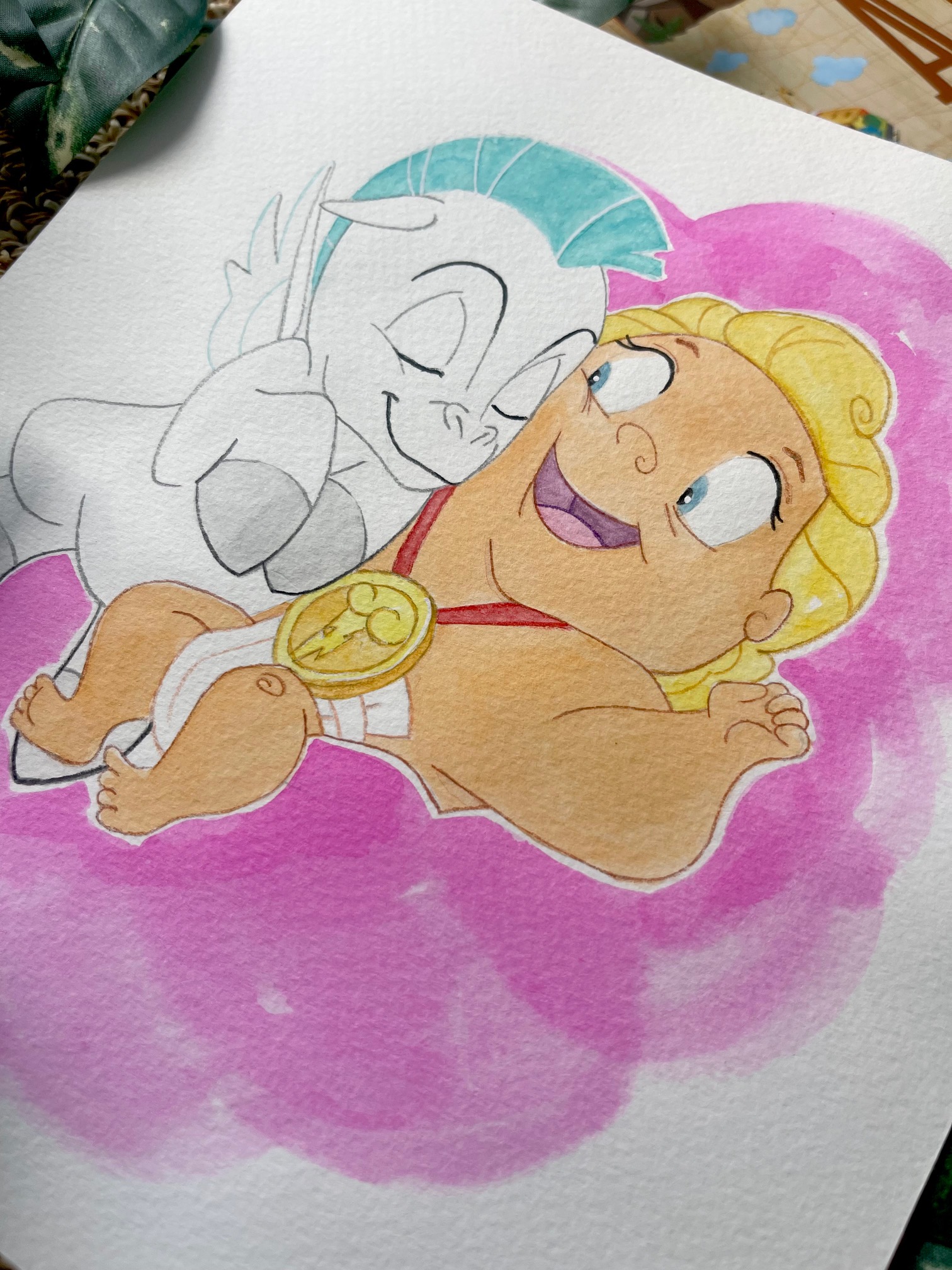 Acuarela  "Hércules y Pegaso"