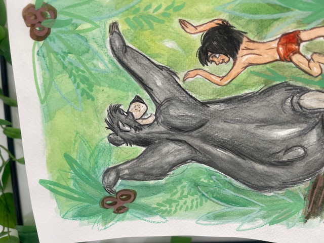 Acuarela Baloo y Mowgli