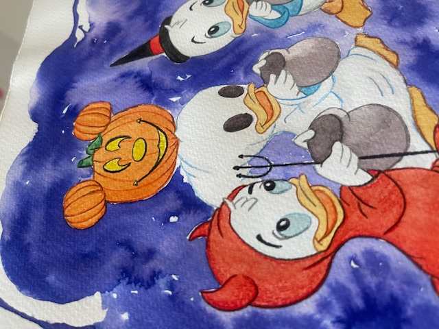 Acuarela sobrinos Halloween