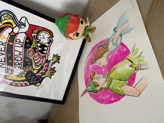 Acuarela Original "Peter Pan y Wendy"