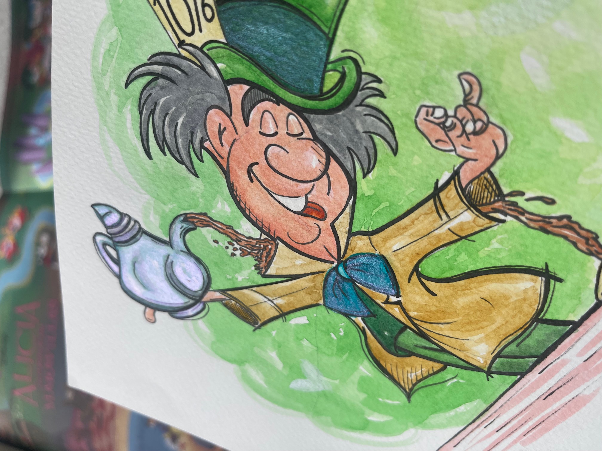 Acuarela Sombrerero Loco