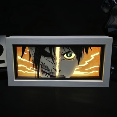 Attack on Titan/Shingeki No Kyojin Wood Frame Anime Paper Sculpture Lamp 3D Anime Nightlight(16 Colors Remote Control)