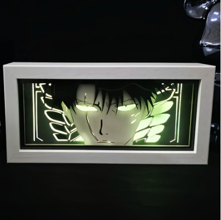 Attack on Titan/Shingeki No Kyojin Wood Frame Anime Paper Sculpture Lamp 3D Anime Nightlight(16 Colors Remote Control)