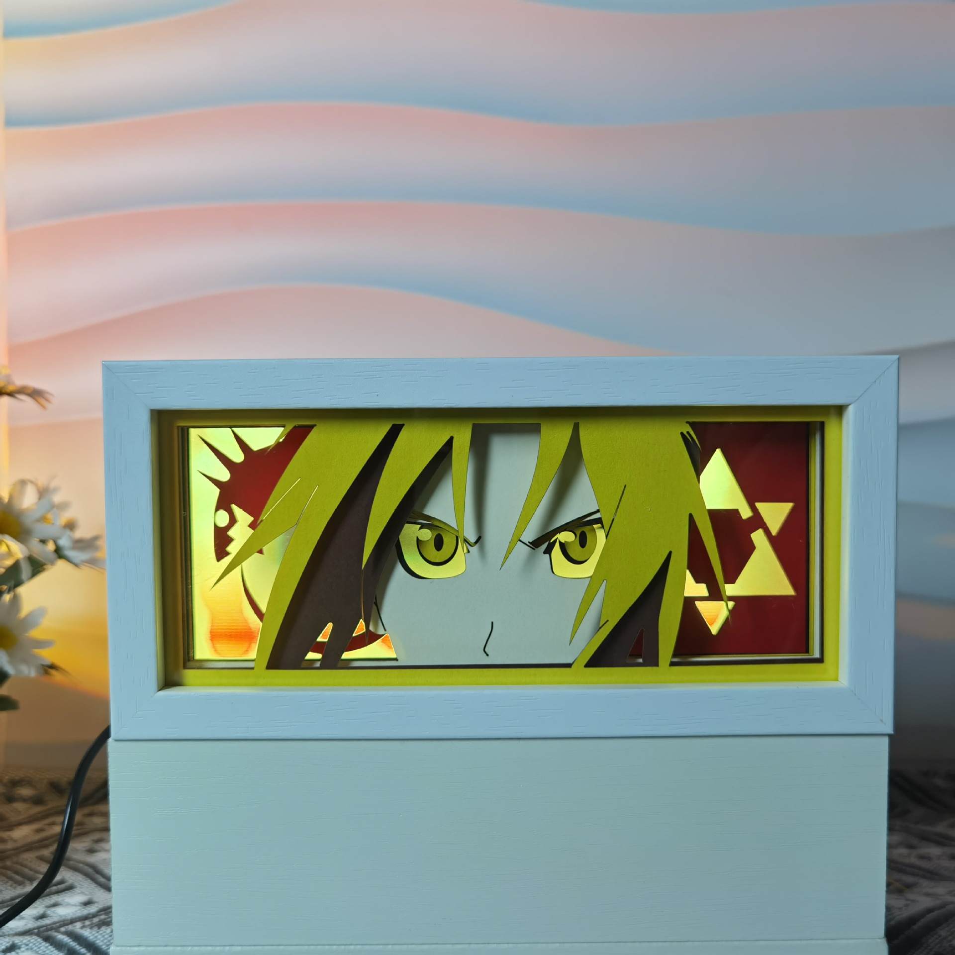 Fullmetal Alchemist Wood Frame Anime Paper Sculpture Lamp 3D Anime Nightlight(16 Colors Remote Control)