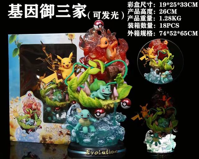 26CM(With Light) Pokemon GK Gosanke Anime PVC Figure Toy