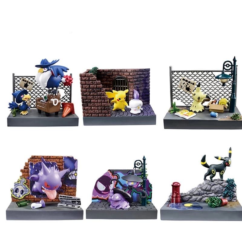 6PCS/SET 9CM Pokemon Dark Town Anime PVC Figure