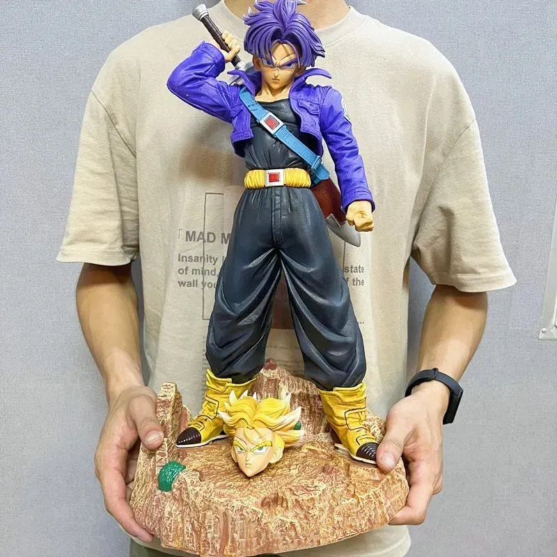 48CM Dragon Ball Z Trunks 2 Heads Changed Anime PVC Figure