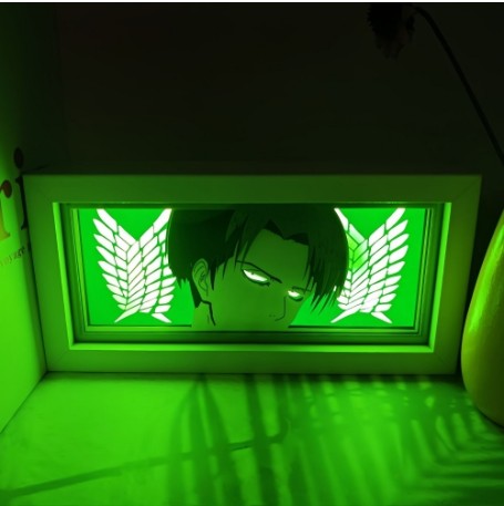Attack on Titan/Shingeki No Kyojin Wood Frame Anime Paper Sculpture Lamp 3D Anime Nightlight(16 Colors Remote Control)