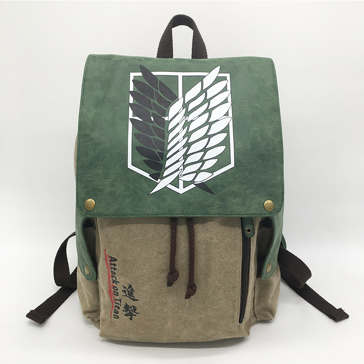 Attack on Titan/Shingeki No Kyojin Cartoon Anime Canvas PU Fashion For Teenager Backpack Bag