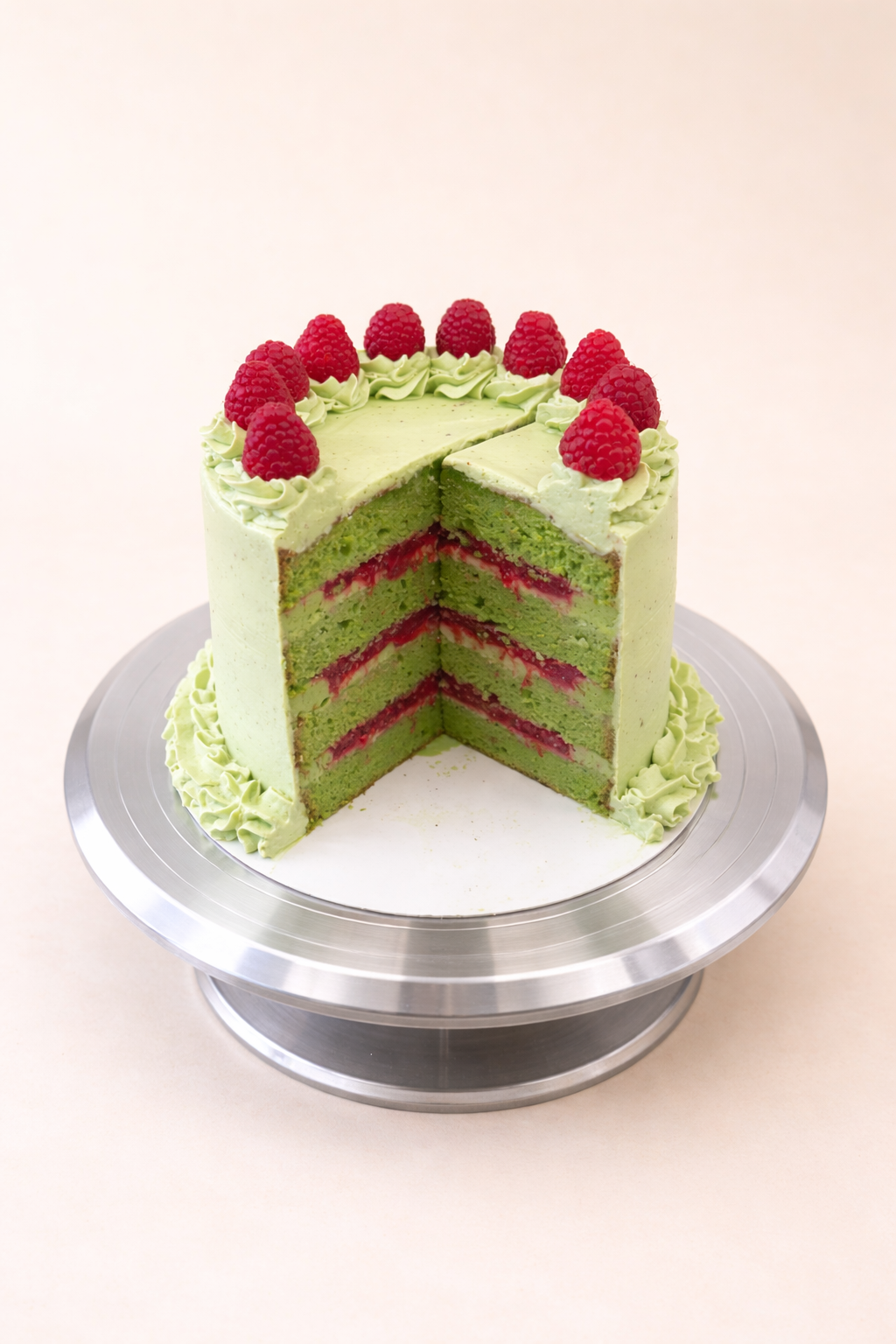 Layer cake Pistache-framboise