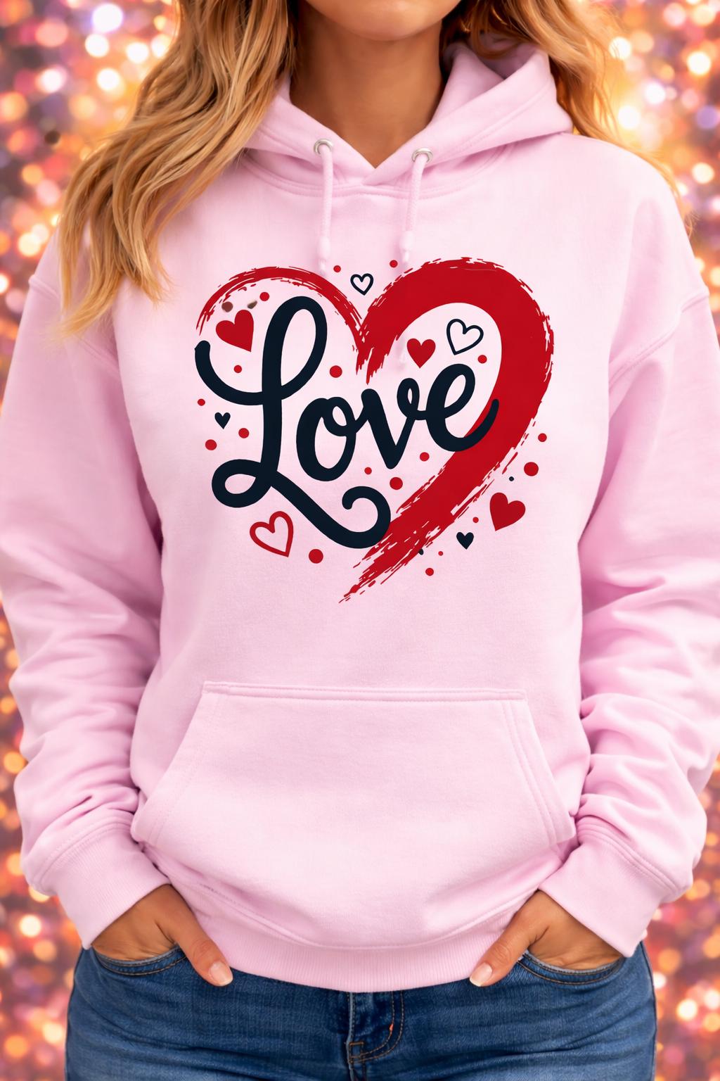 Love Heart Graphic Hoodie – Romantic Valentine's Day Pullover