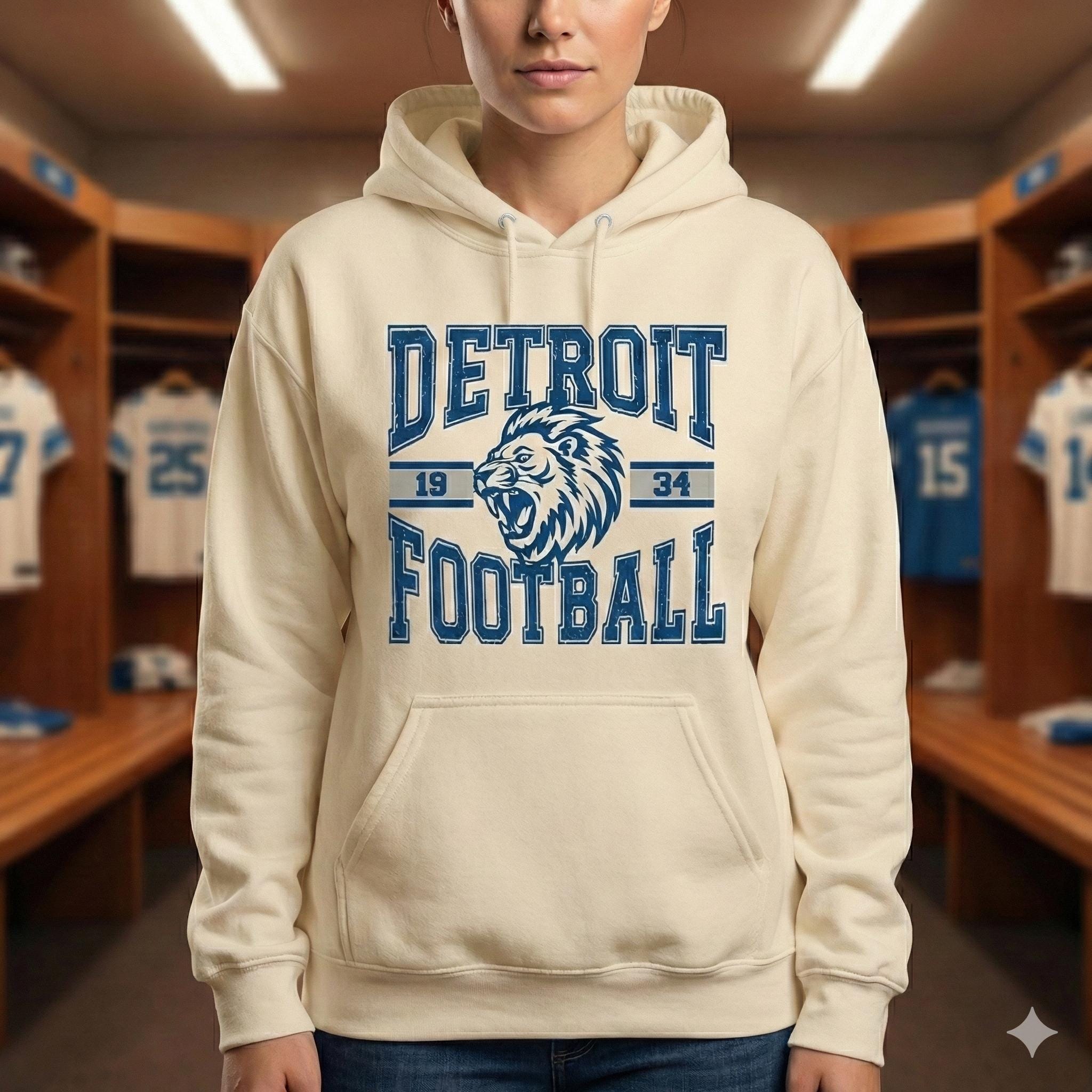 Vintage Detroit Football Lion Hoodie – Retro Game Day Pullover