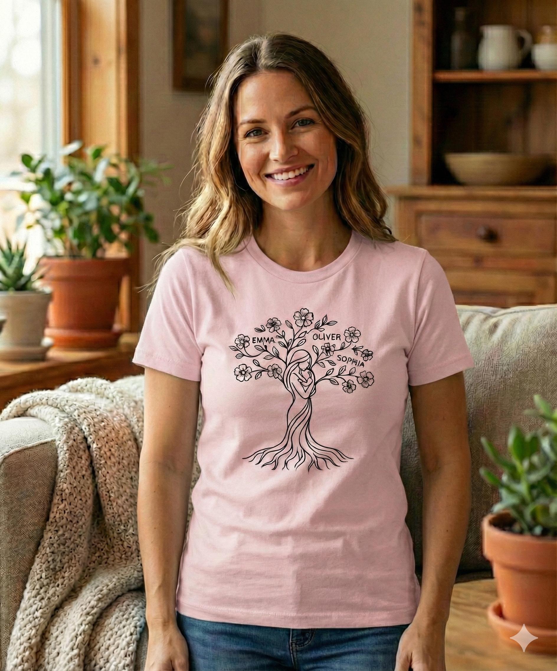 Personalized Mother Tree T-Shirt, Custom Botanical Name Shirt, Mom Gift