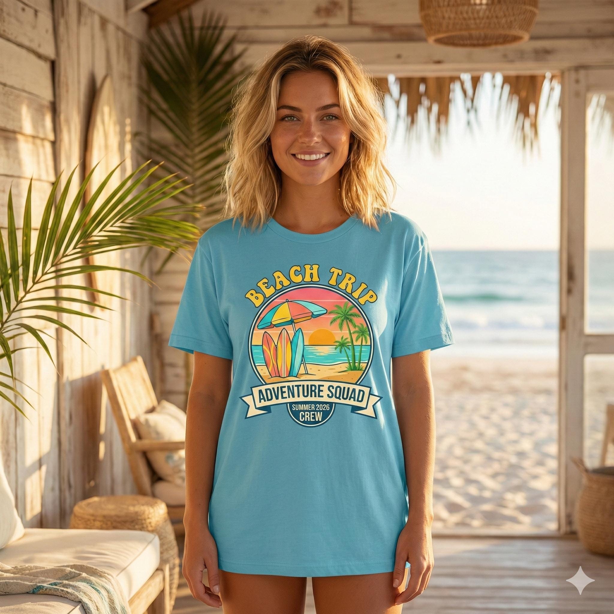 Beach Trip Graphic T Shirt, Unisex Cotton Summer Tee