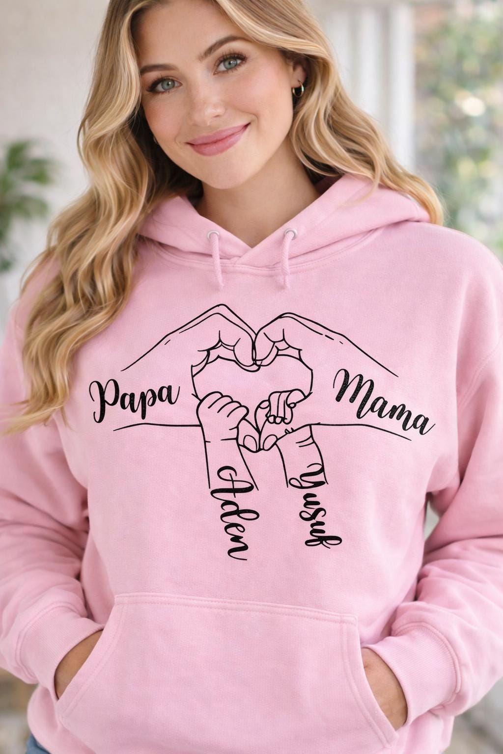 Personalized Name Hoodie for Couples | Custom Matching Sweatshirt | Minimal Line Name Design