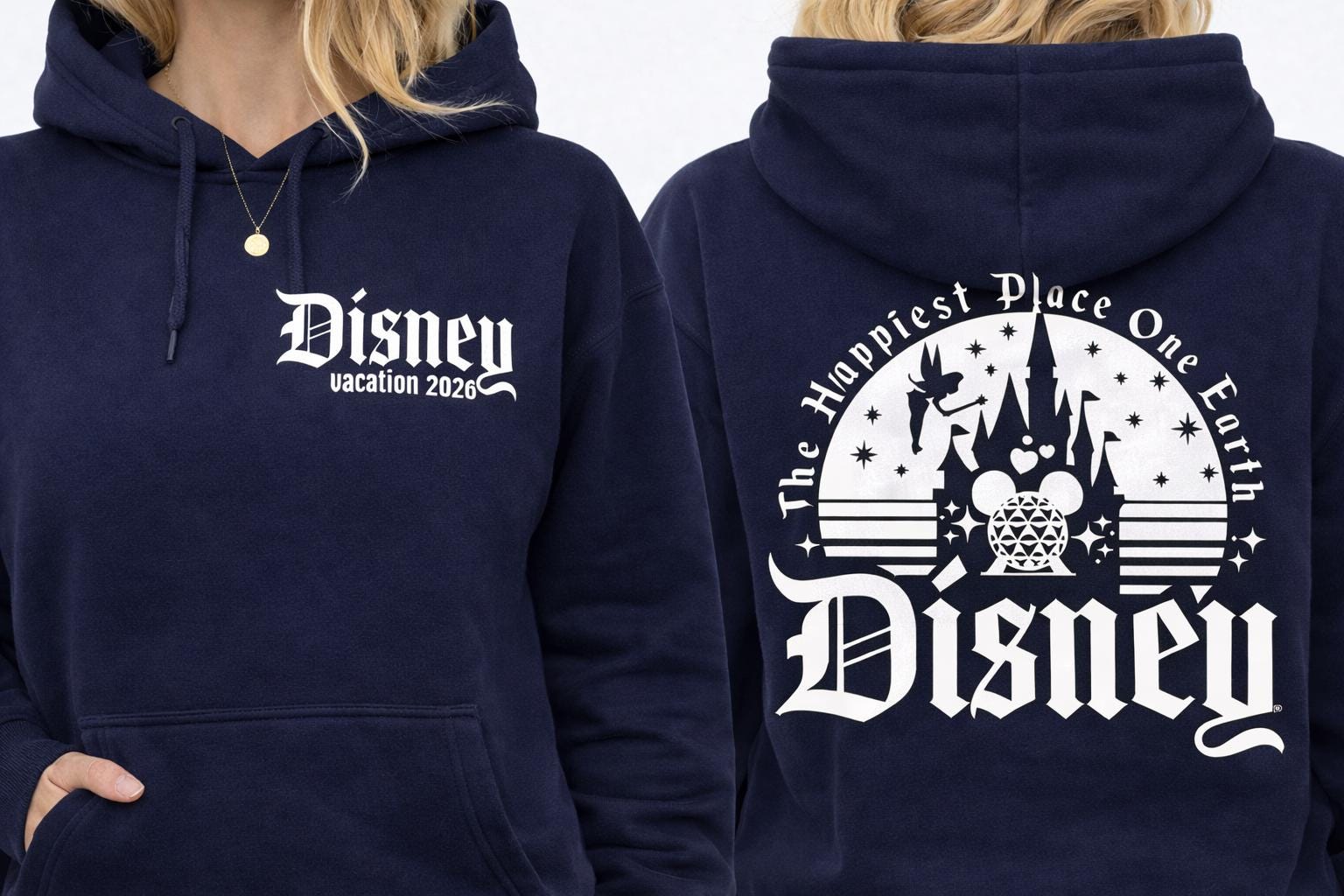 Theme Park Vacation 2026 Hoodie, Front and Back Print Hoodie, Magical Castle Inspired Hoodie, Vacation Trip Hoodie, Unisex Pullover