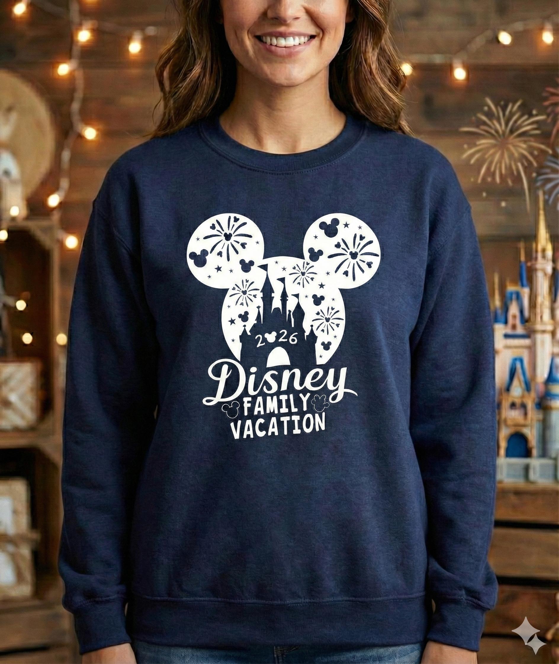 Disney Family Vacation Shirt 2026 Castle Fireworks