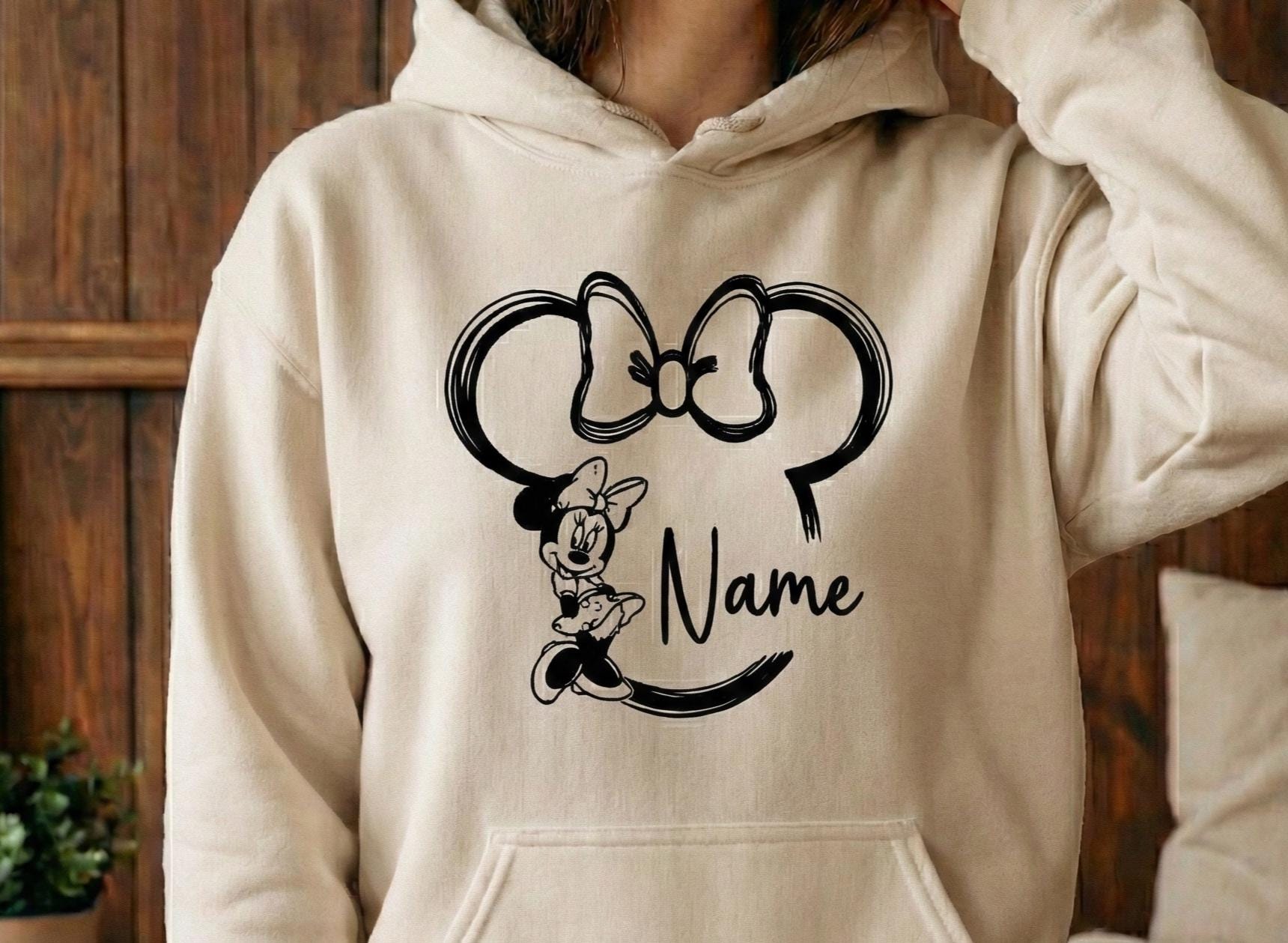 Personalized Cartoon Bow Hoodie, Custom Name Adult Sweatshirt