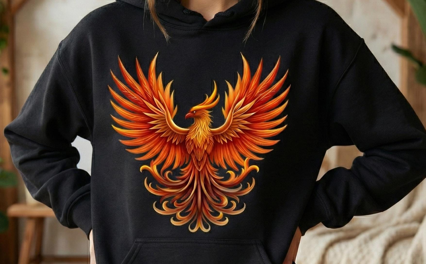Phoenix Sweatshirt, Rising From The Ashes Shirt, Fire Bird Crewneck, Empowerment Gift for Her, Mythological Creature, Spiritual Unisex Top