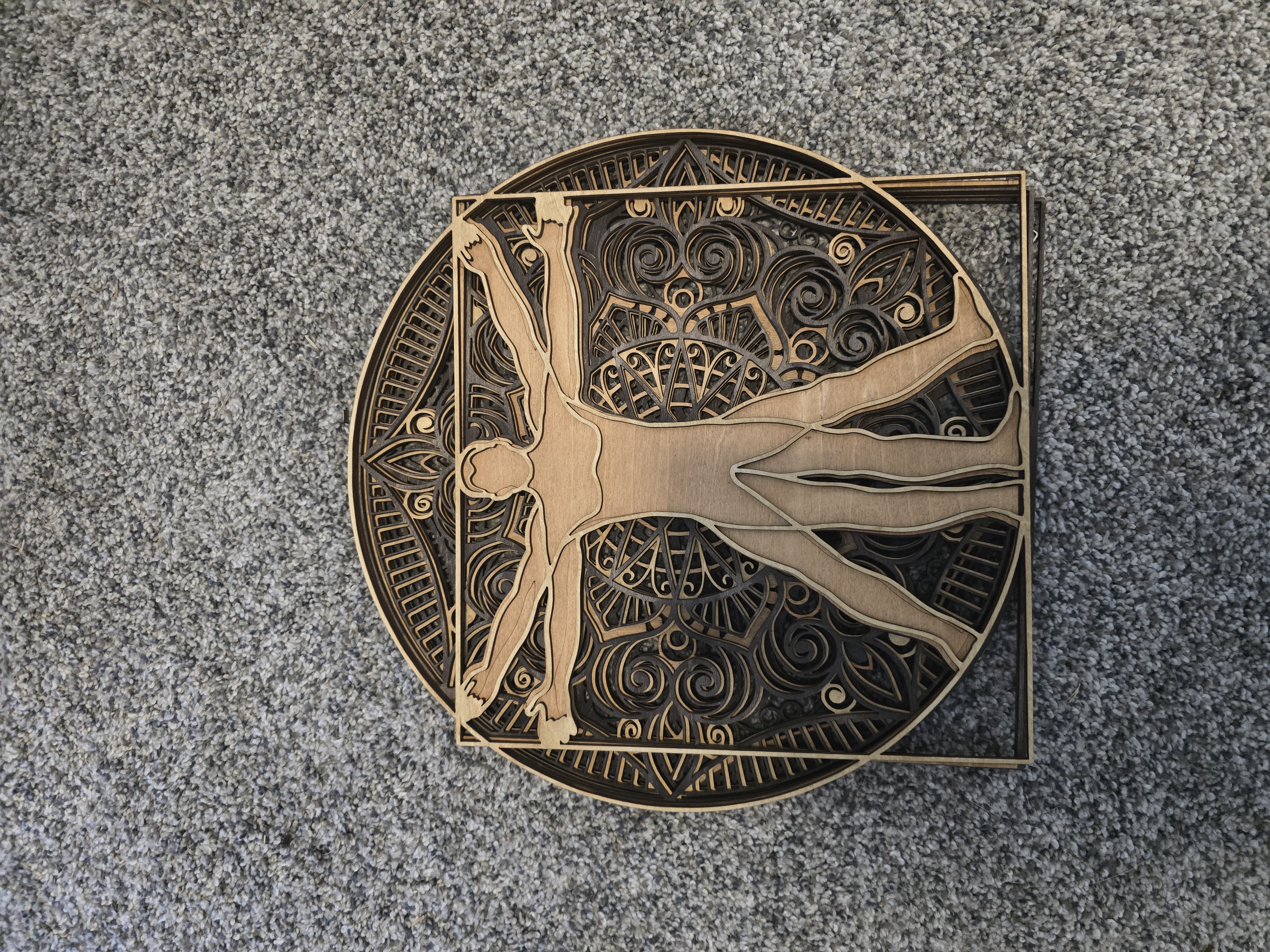 Vitruvian Man Wooden Art Piece