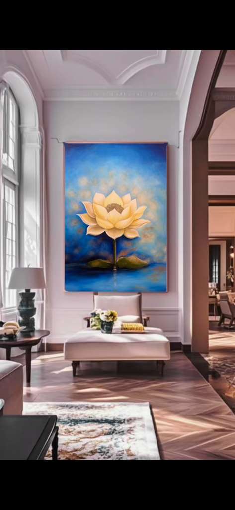 Radiant Golden Lotus | Premium Vastu Wall Art for Abundance