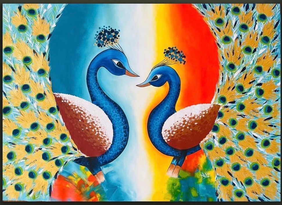 Vibrant Peacock Pair | Vastu Painting for Love & Harmony